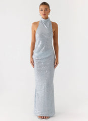 Kaida Sequin Maxi Dress - Misty Blue