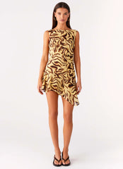 Maris Asymmetrical Mini Dress - Laguna Print