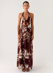 Sonnet Maxi Dress - Espresso Meadow