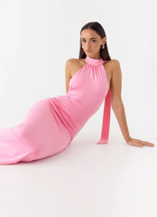 On My Way Bodysuit Maxi Dress - Pink