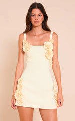 Lemon Floral Detail Shift Dress