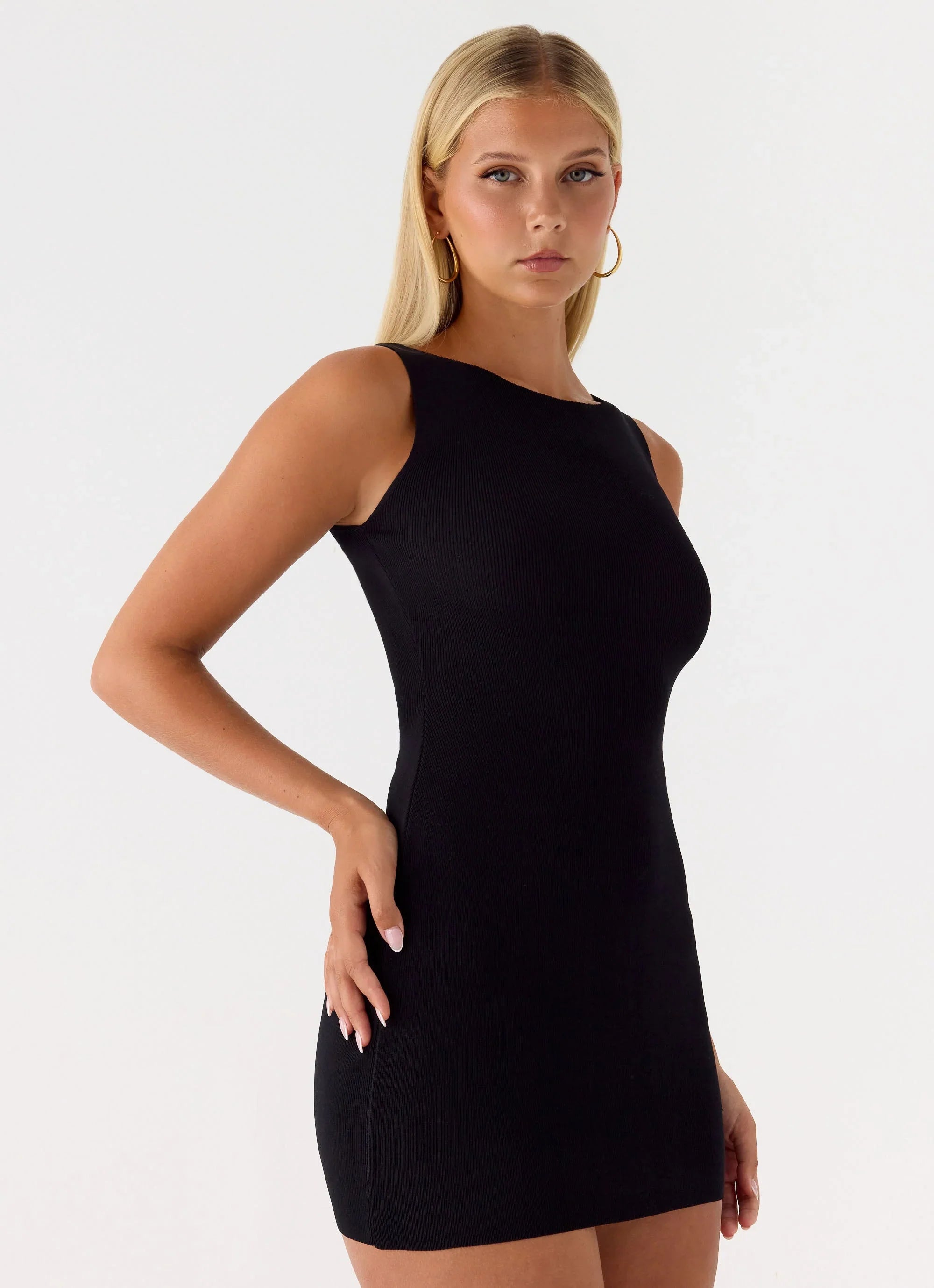 Amaris Knit Mini Dress - Black