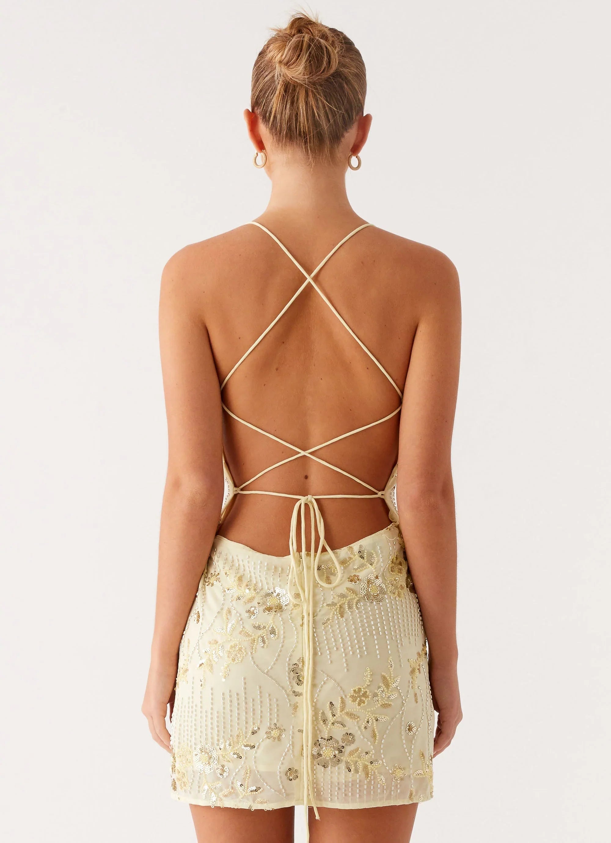 Vietta Sequin Cami Mini Dress - Yellow