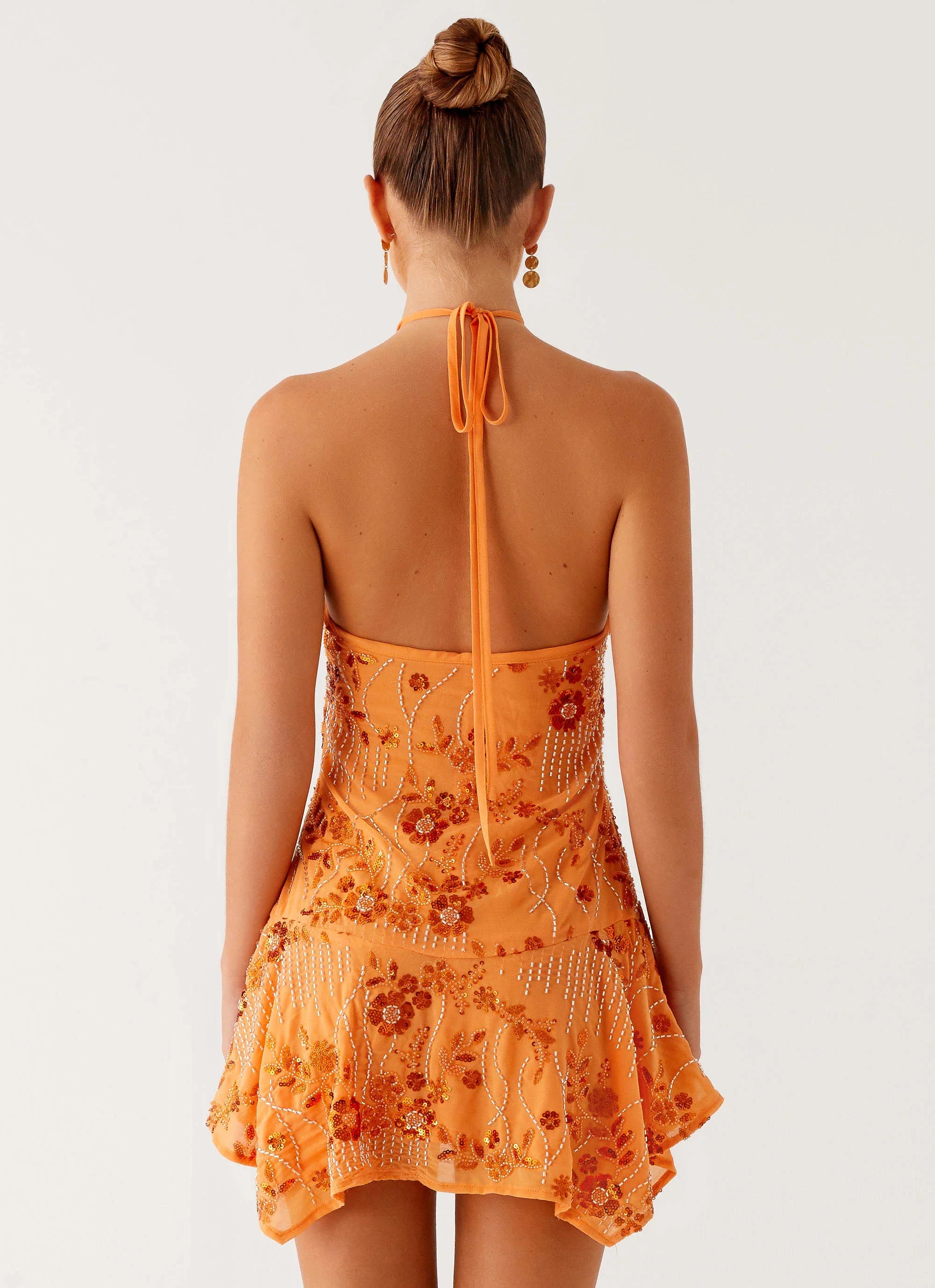 Ampolia Halter Mini Dress - Orange