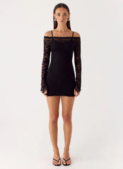 Just This Once Lace Mini Dress - Black