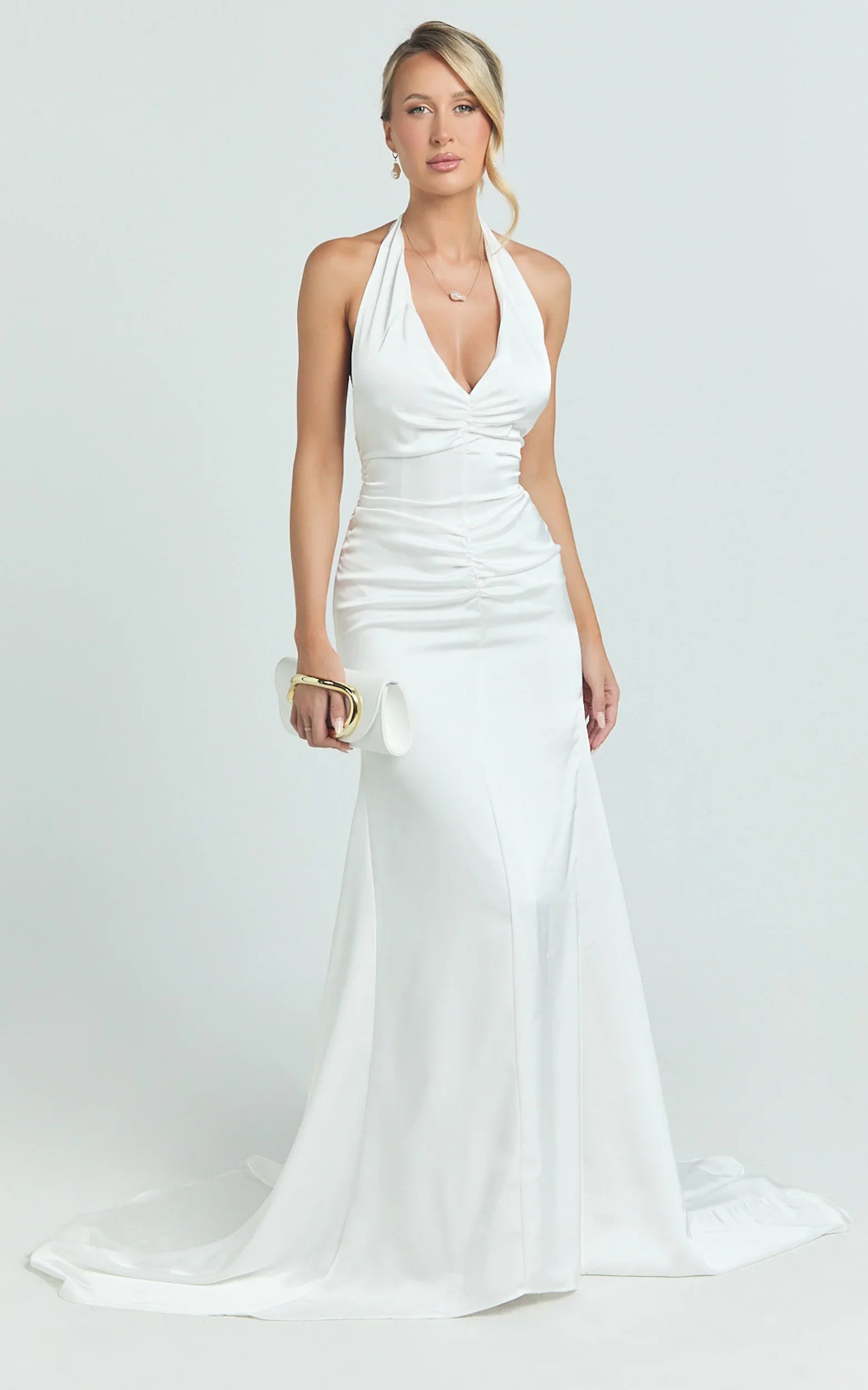 Frankie Maxi Dress - Satin Bias Cut Dress in Ivory