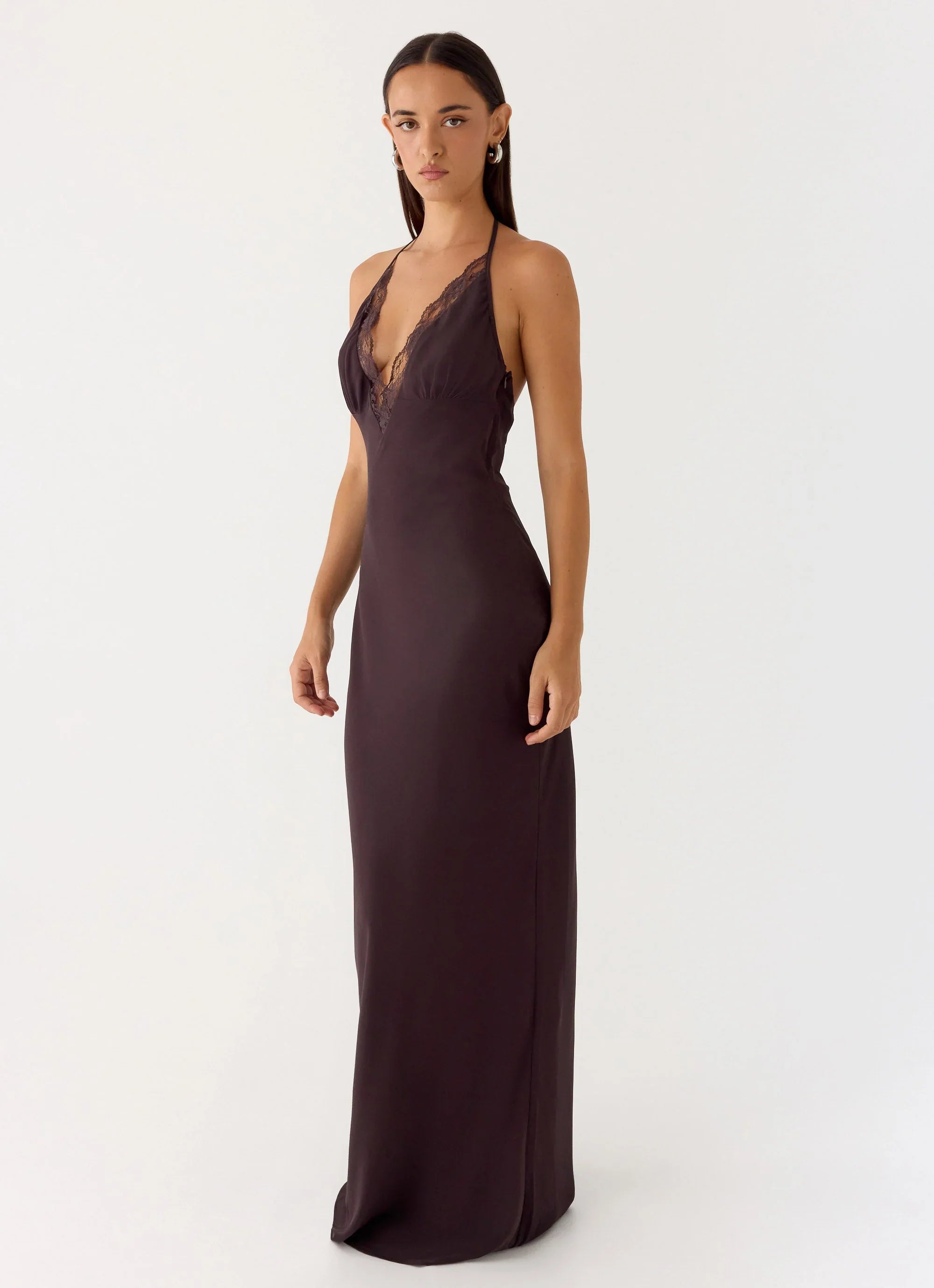 Indya Halter Maxi Dress - Chocolate
