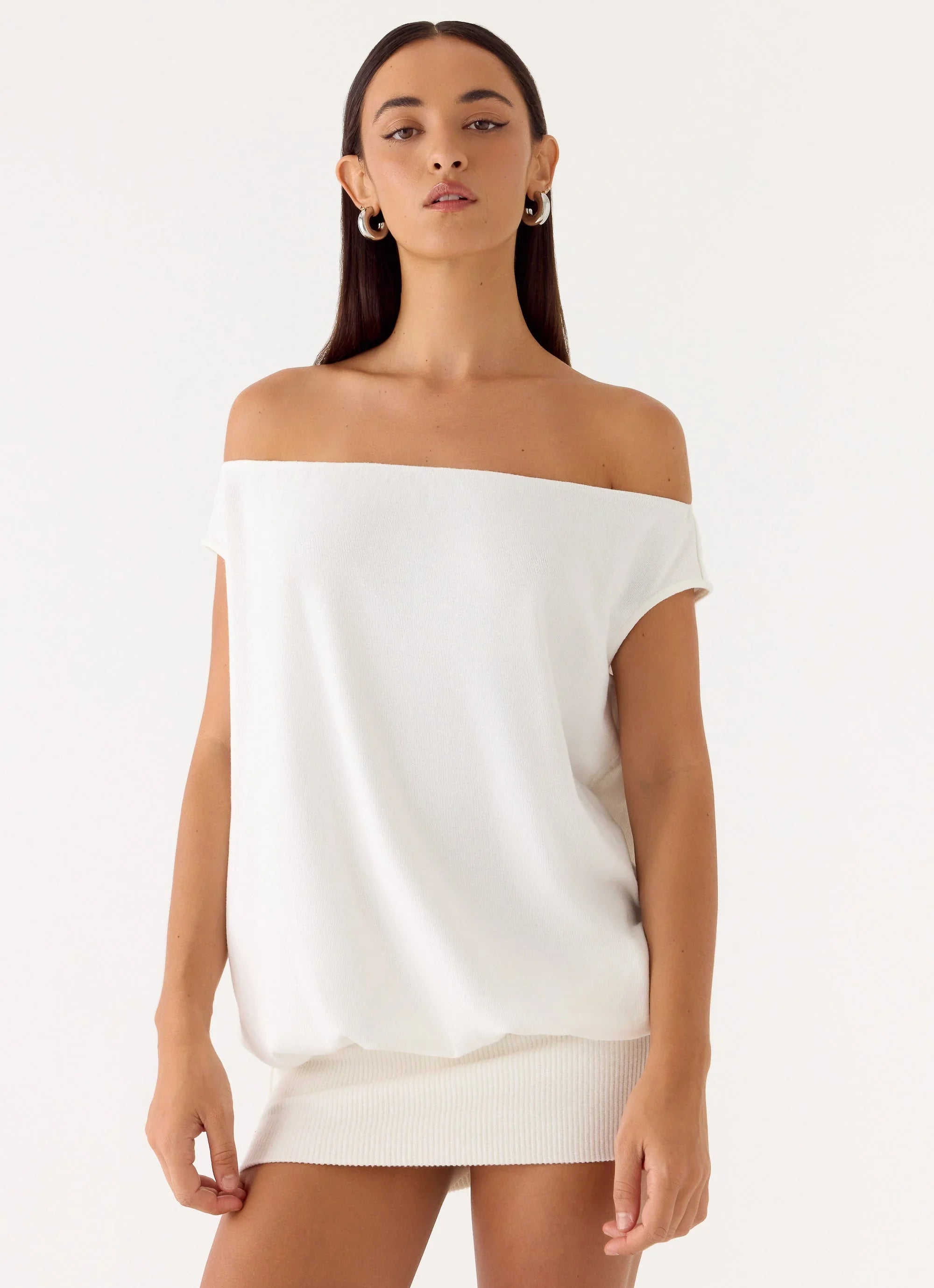 Leighken Knit Mini Dress - White