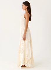 Fabienne Spliced Cotton Maxi Dress - Ivory