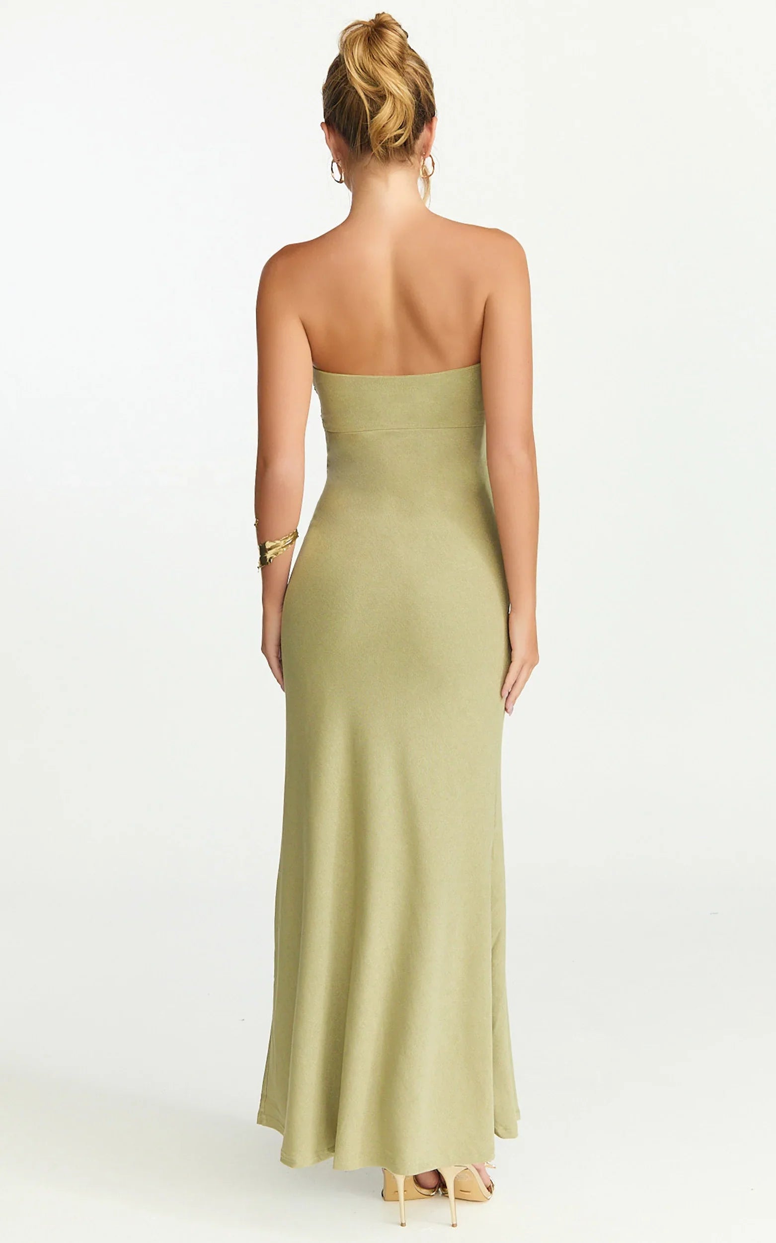 Aria Maxi Dress - Strapless Tie Waist Dress in Sage