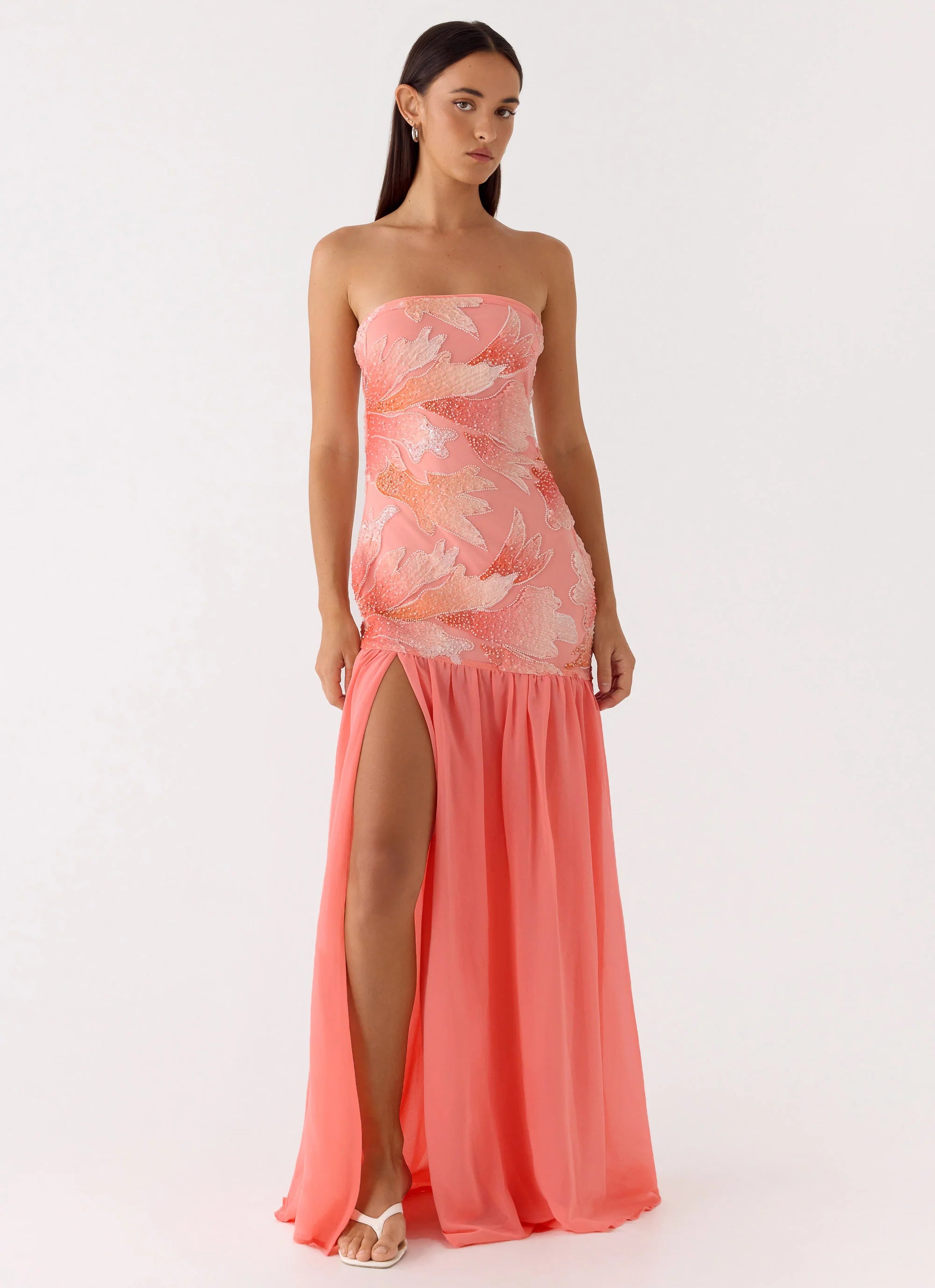 Allana Beaded Maxi Dress - Papaya