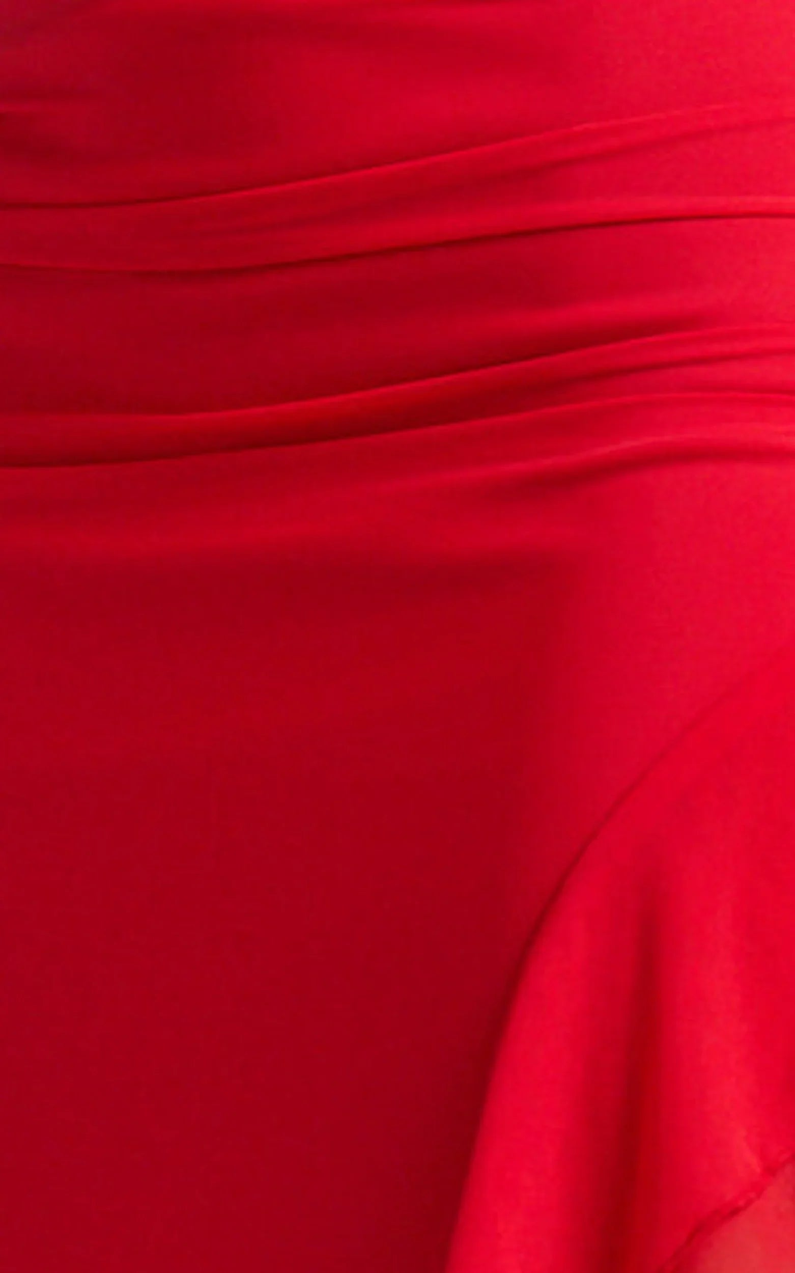 Almarie Midi Dress - Halter Neck Mesh Dress in Red