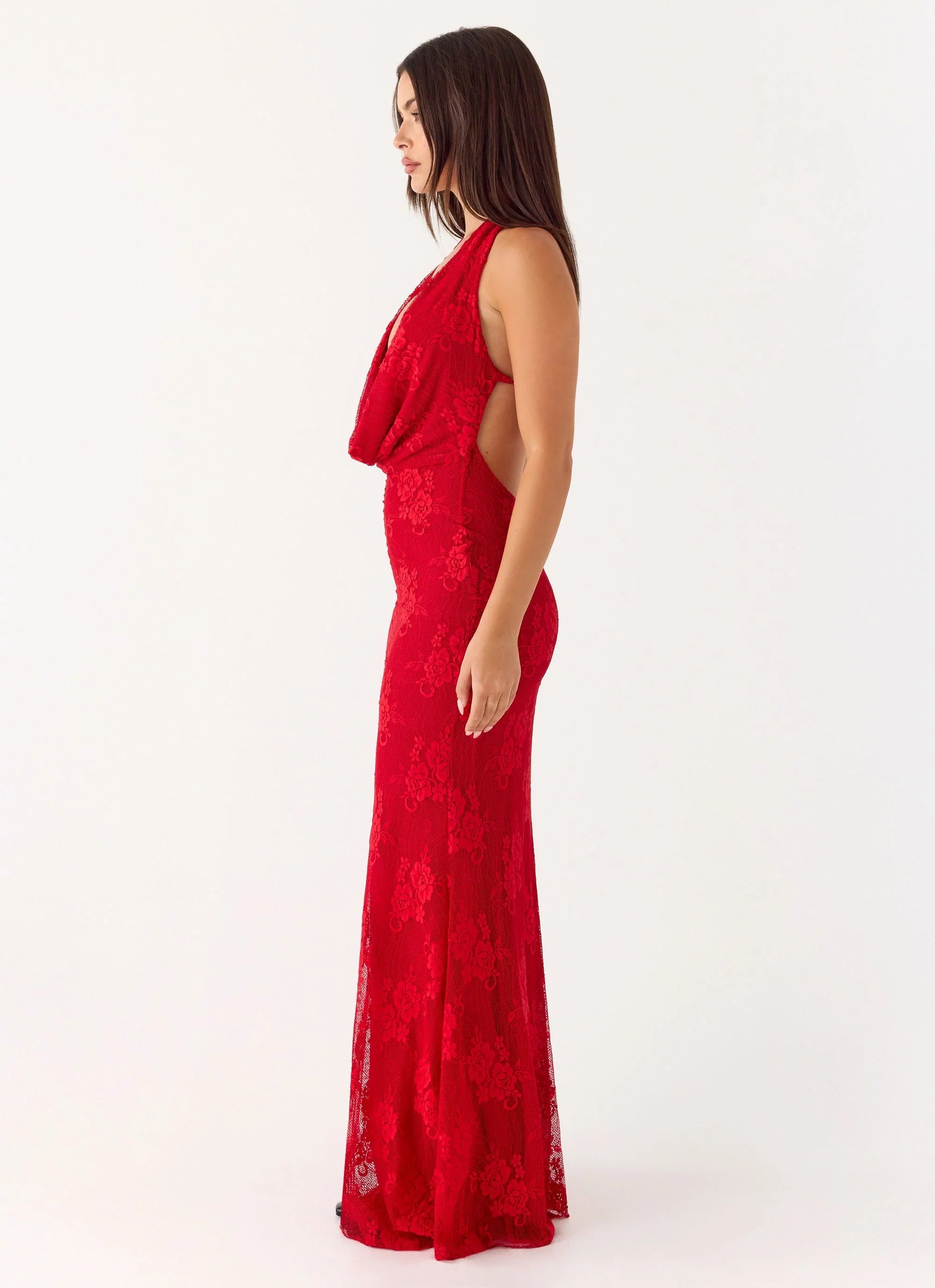 Mitchella Lace Maxi Dress - Red