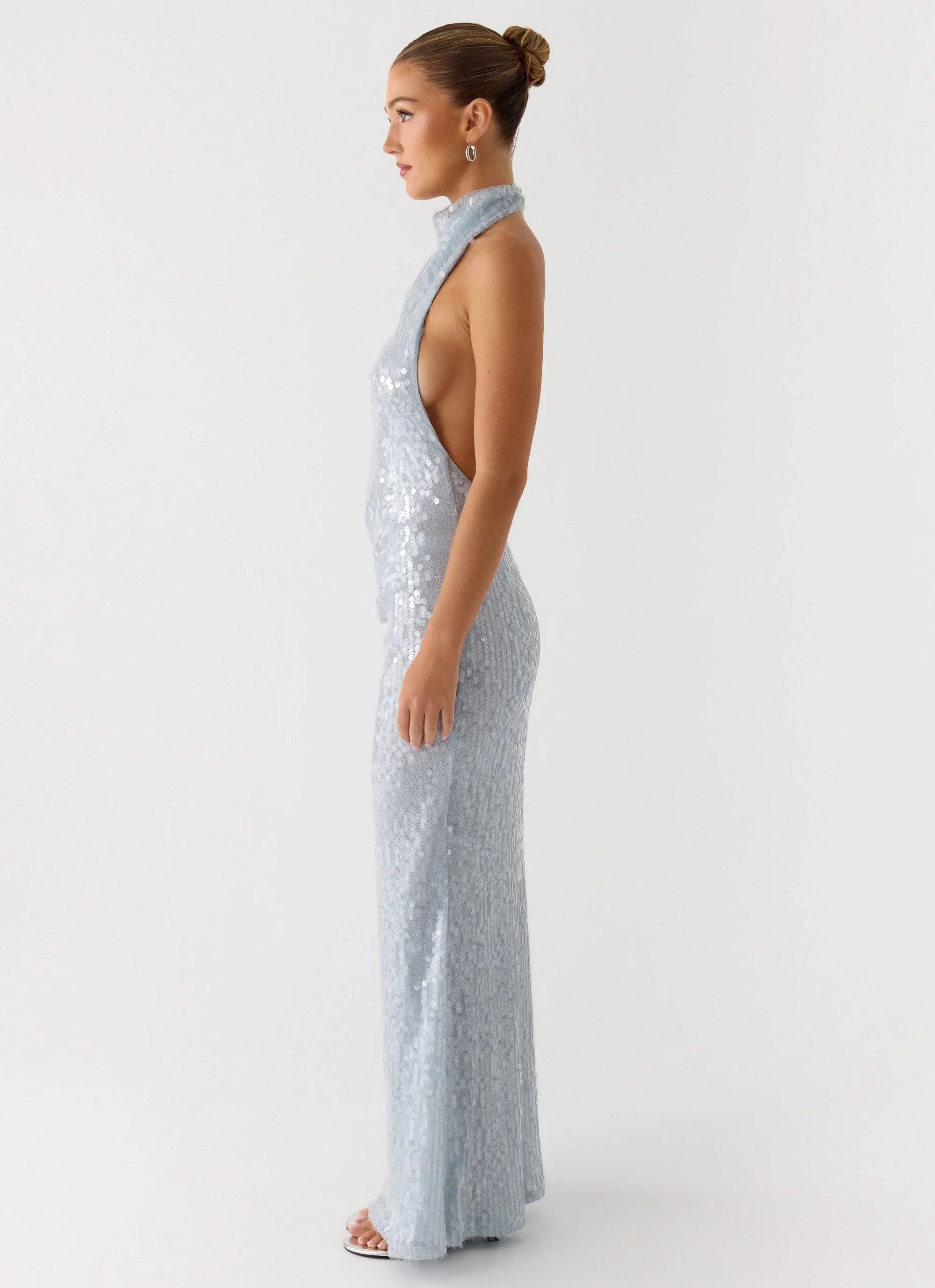 Kaida Sequin Maxi Dress - Misty Blue