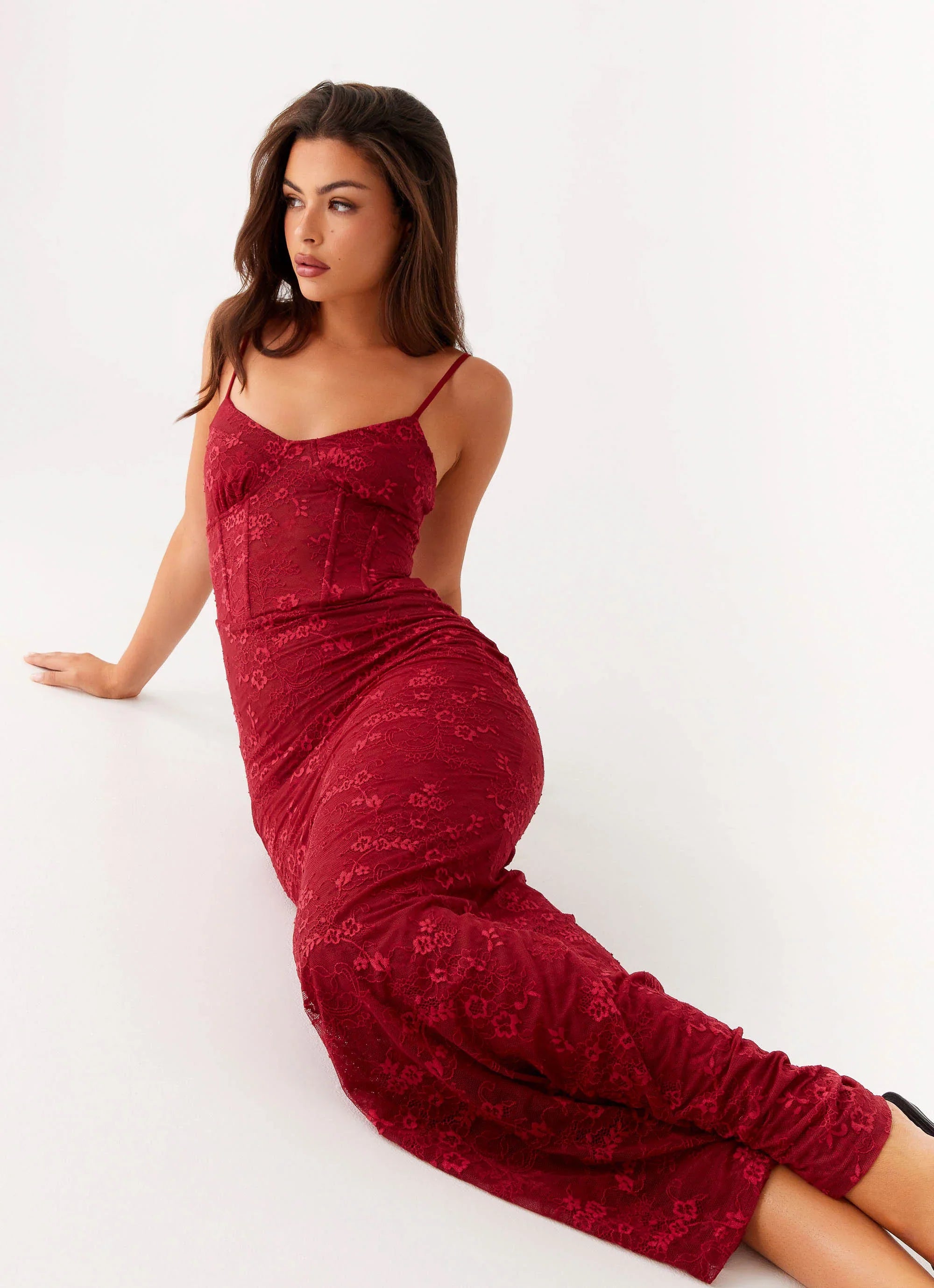 Rosa Corset Maxi Dress - Red