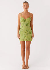 Vietta Sequin Cami Mini Dress - Lime