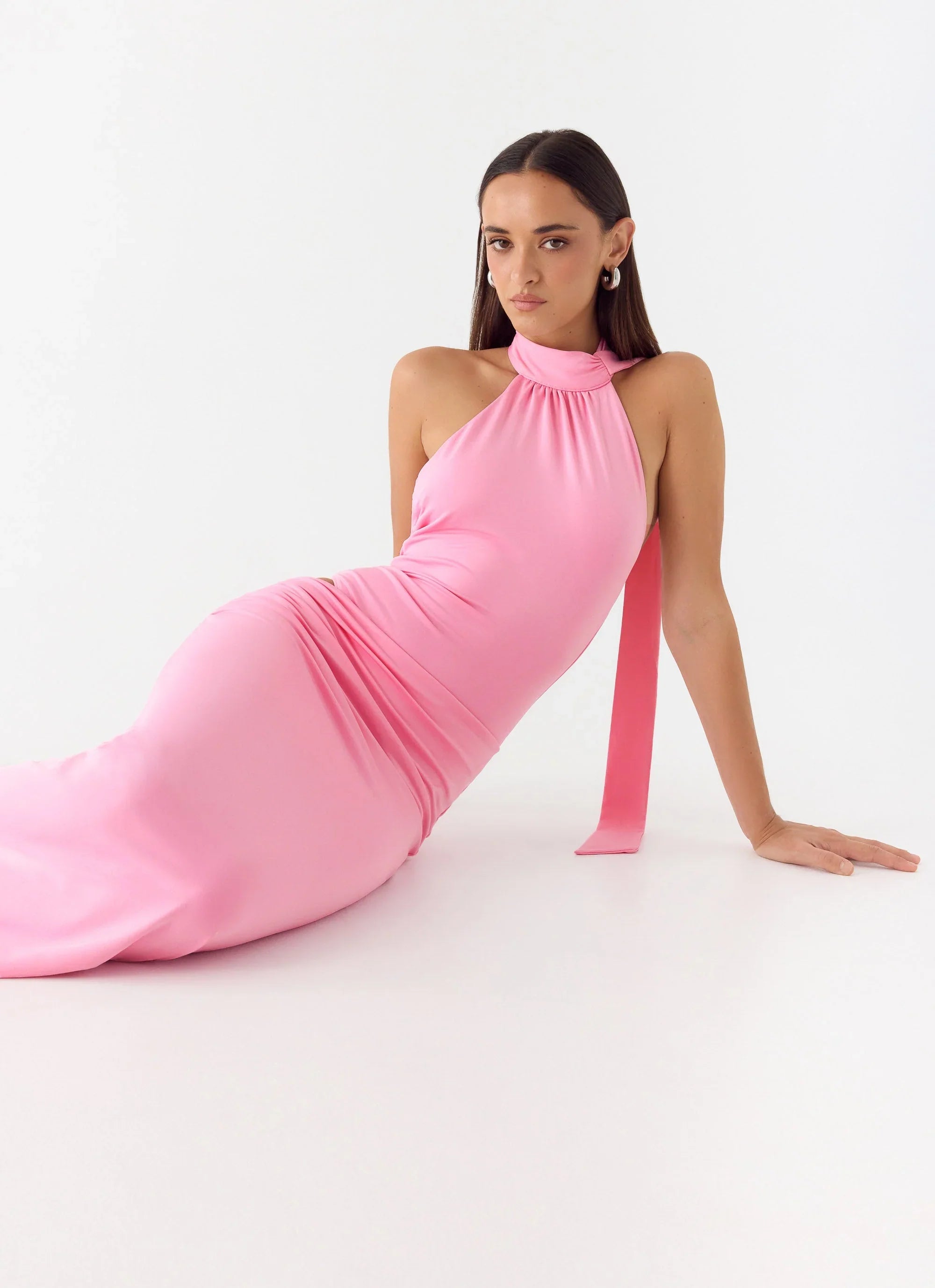 On My Way Bodysuit Maxi Dress - Pink